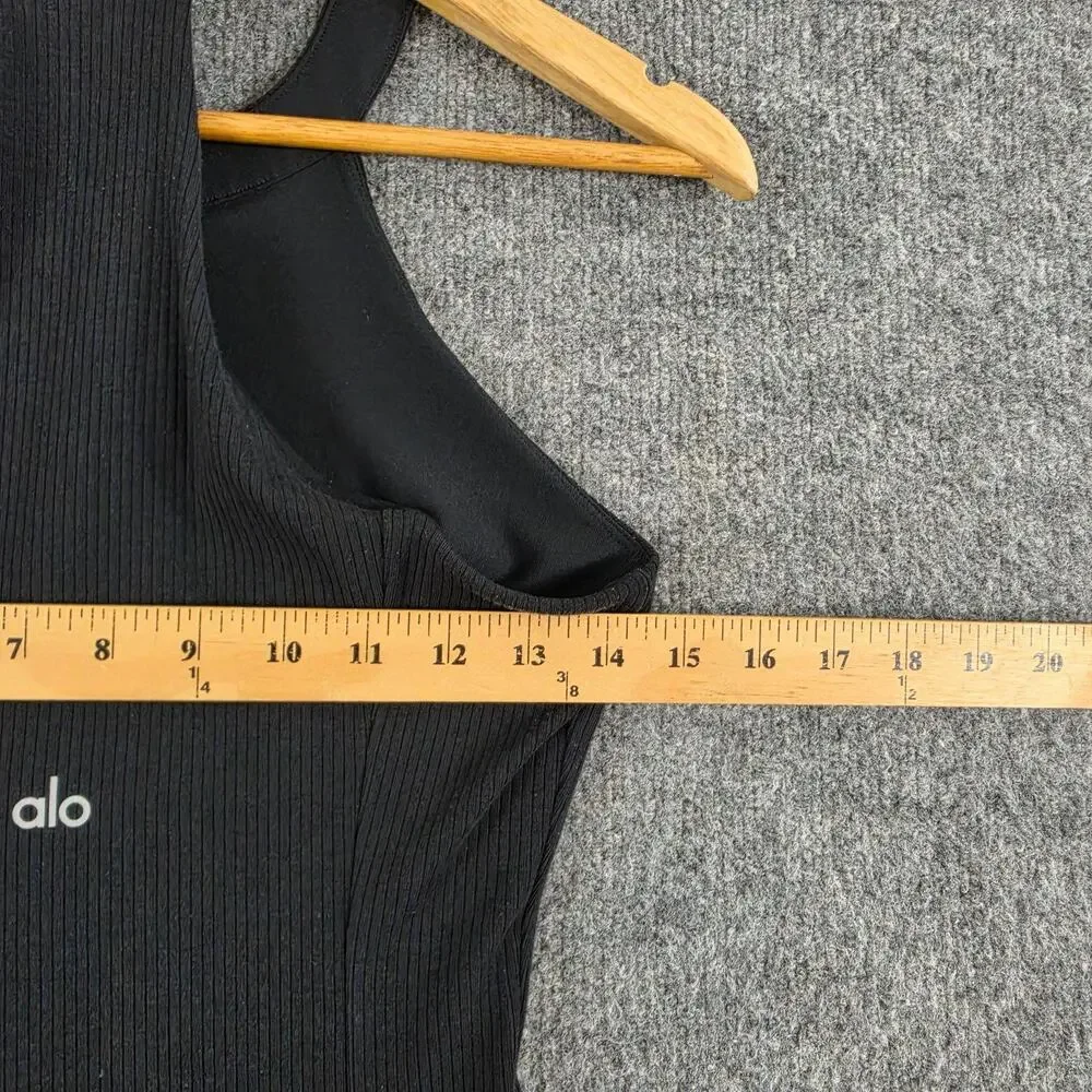 Alo Yoga Top Women Small Insight Tank Ribbed Halter Black Yoga Athletic Gym Chic